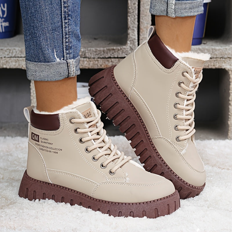 Botas de Neve Curtas Femininas 2025, Solado Grosso e Aconchegante para o Inverno - Estilo Moderno