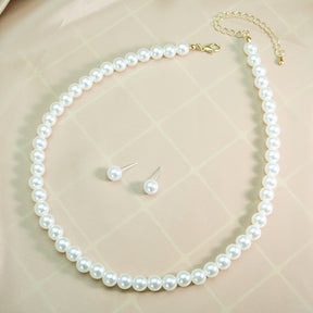 3 Peças Conjunto Elegante de Pérolas Imitação para Mulheres - Colar e Brincos Ajustáveis com Múltiplas Pérolas Imitação, Pérola Branca Falsa, Colar Minimalista para Casamento/Festa/Dia a Dia, Presente para Esposa, Namorada, Mãe (Luxo Acessível)
