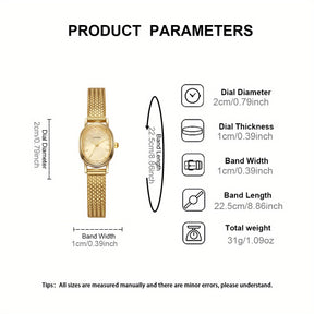 1pc Relógio SOKI Feminino em Tom Dourado - Pulseira Minimalista Elegante com Corrente de Liga, Movimento Quartz, Joia para Dia a Dia e Formal, Presente Perfeito para Mulheres, Acessório Profissional, Design Moderno, Material Durável, Peça de Moda, Acabamento Ouro