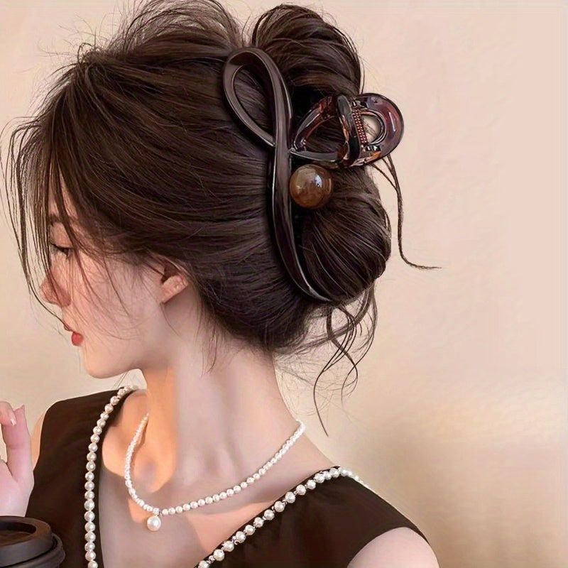 4 unidades de presilha avançada cor café para mulheres, novo modelo 2025, presilha grande para volume de cabelo na nuca, cabelos com múltiplas mechas, presilha tubarão com faixa