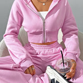 Chic Two-Piece Solid Color Women's Casual Set