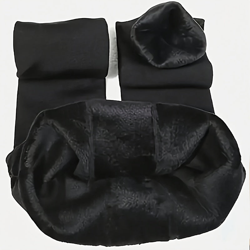 1 Par de Meias-Calças Térmicas Grossas para Mulheres - Calças de Inverno Resistentes com Aquecimento para as Pernas, Cobertura Completa e Camada Base para Frio Extremo - Leggings Elegantes Pretas (Lavagem à Mão/Limpeza a Seco) - Ideal para Atividades ao Ar Livre