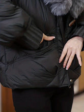 Casaco de Inverno Quente para Mulher - Casaco Oversize com Capuz Removível, Isolamento Espesso para Clima Frio, Corte Solto Elegante, Bolsos Frontais - Roupa Exterior Chic para o Dia a Dia & Casaco de Inverno, Roupa para Clima Frio, Roupa de Inverno Elegante, Roupa de Inverno Durável