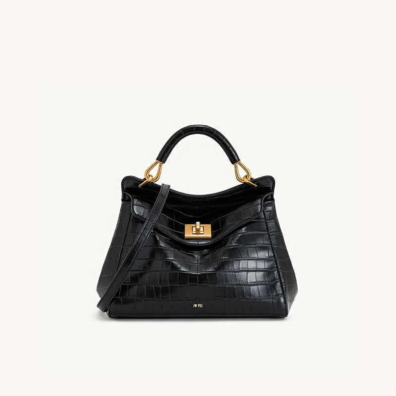 Mala de mão com fivela de bloqueio JW PE, novo modelo Lucia, bolsa de ombro e transversal com um toque high-end, perfeita para o dia a dia e versátil para mulheres.