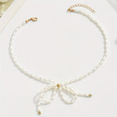 Colar Encantador com Laço de Design Único, Corrente Artesanal Cortada ao Tamanho com Número Ajustável de Contas