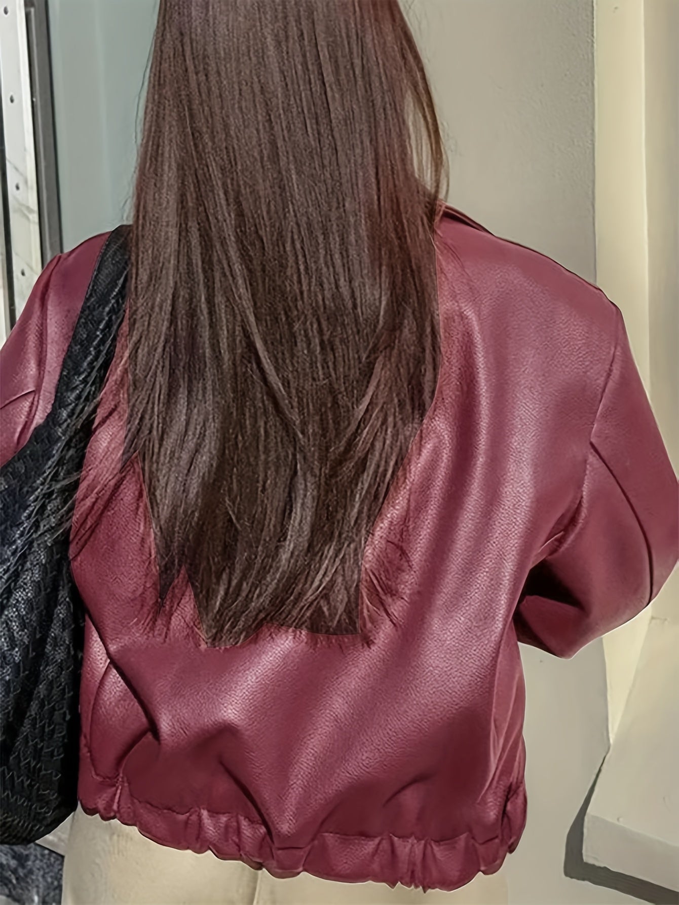 Jaqueta Retro Feminina para Motocicleta - Casaco com Gola & Tons Clássicos Preto/Branco/Cinza/Marrom - Roupa Exterior Casual para Todas as Estações (Lavável à Máquina) para Passeios de Moto & Vestuário Casual - Jaqueta Não Elástica