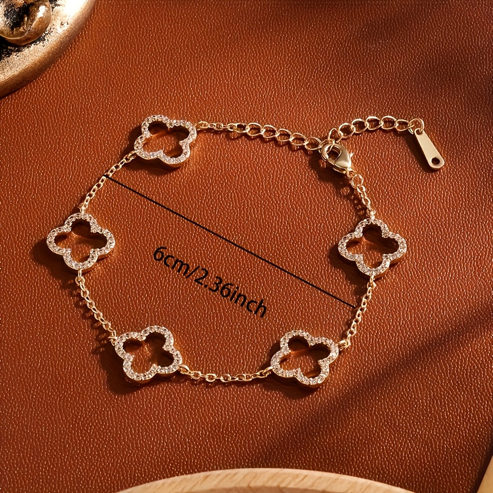 1 Peça Pulseira Feminina com Pingente de Coração Incrustado de Strass - Corrente Adornada, Presente Elegante para Camadas no Dia dos Namorados, Natal, Aniversários, Formatura - Acessório Usável o Ano Todo para Namorada, Esposa (Sem Banho)