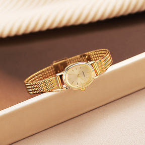 1pc Relógio SOKI Feminino em Tom Dourado - Pulseira Minimalista Elegante com Corrente de Liga, Movimento Quartz, Joia para Dia a Dia e Formal, Presente Perfeito para Mulheres, Acessório Profissional, Design Moderno, Material Durável, Peça de Moda, Acabamento Ouro