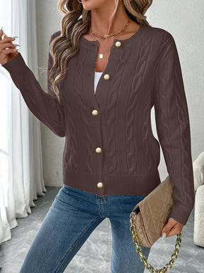 Cardigan Elegante Feminino - Casaco Suave tipo Camisola com Fecho de Botões, Peça de Camadas para Todas as Estações para Looks Diários e Formais - Casaco de Camisola Feminino