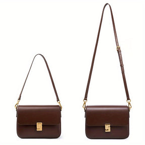 Mala a tiracolo preta com fecho de corrente dourada - Bolsa de ombro versátil para mulheres, design minimalista, fecho de correr, disponível em tamanhos S a XXL