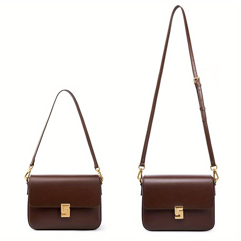 Mala a tiracolo preta com fecho de corrente dourada - Bolsa de ombro versátil para mulheres, design minimalista, fecho de correr, disponível em tamanhos S a XXL