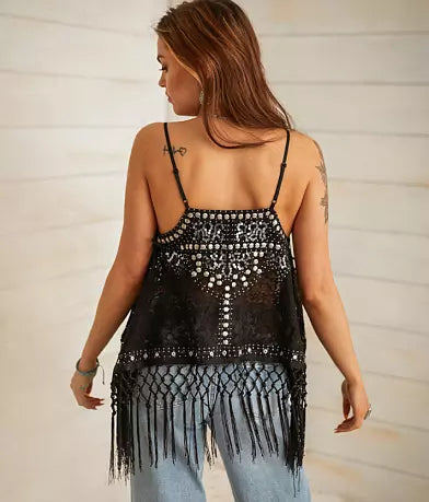 Elegance Unleashed: The Ultimate Sequin Mesh Cami