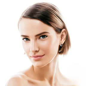 Brincos elegantes de círculo pequeno com incrustações de zircônia para mulheres e homens - Cobre de alta qualidade, prateado branco, perfeito para festas, uso diário e moda casual, brincos diários|Brincos clássicos|Embelezamento de zircônia