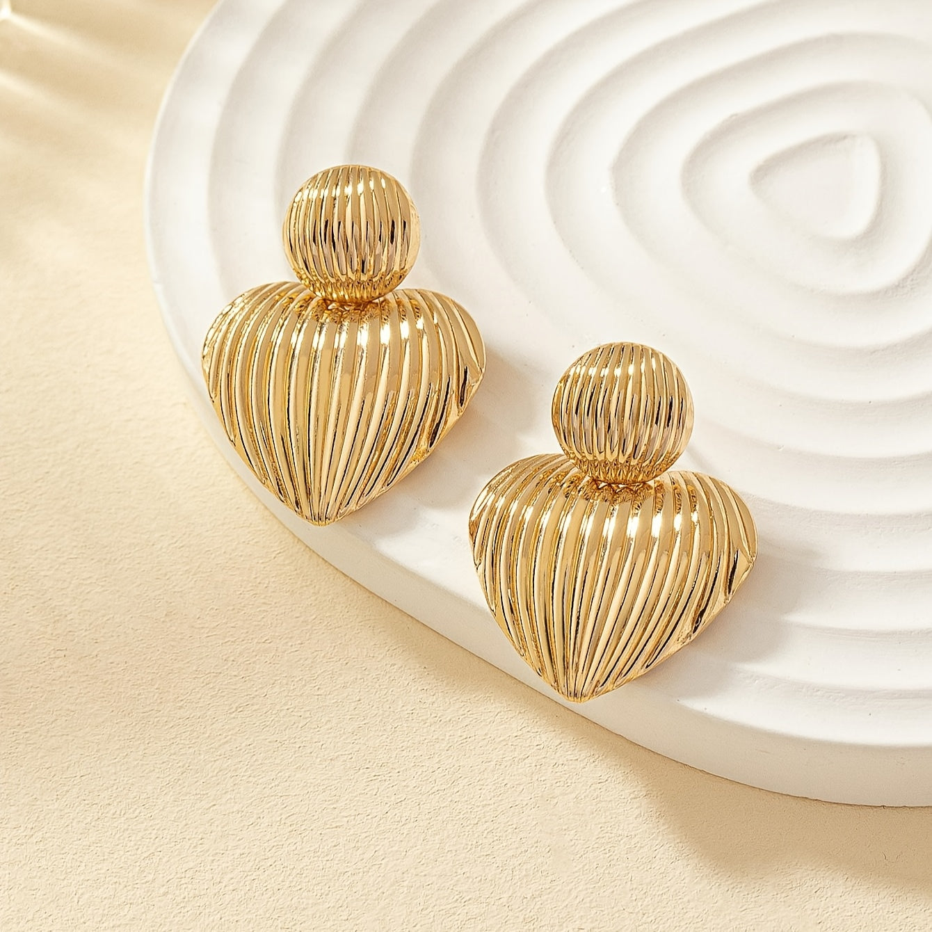 Conjunto De 2 Pares De Brincos Femininos Com Estampa De Coração E Listras Para O Dia Dos Namorados