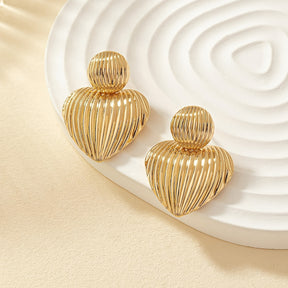 Conjunto De 2 Pares De Brincos Femininos Com Estampa De Coração E Listras Para O Dia Dos Namorados