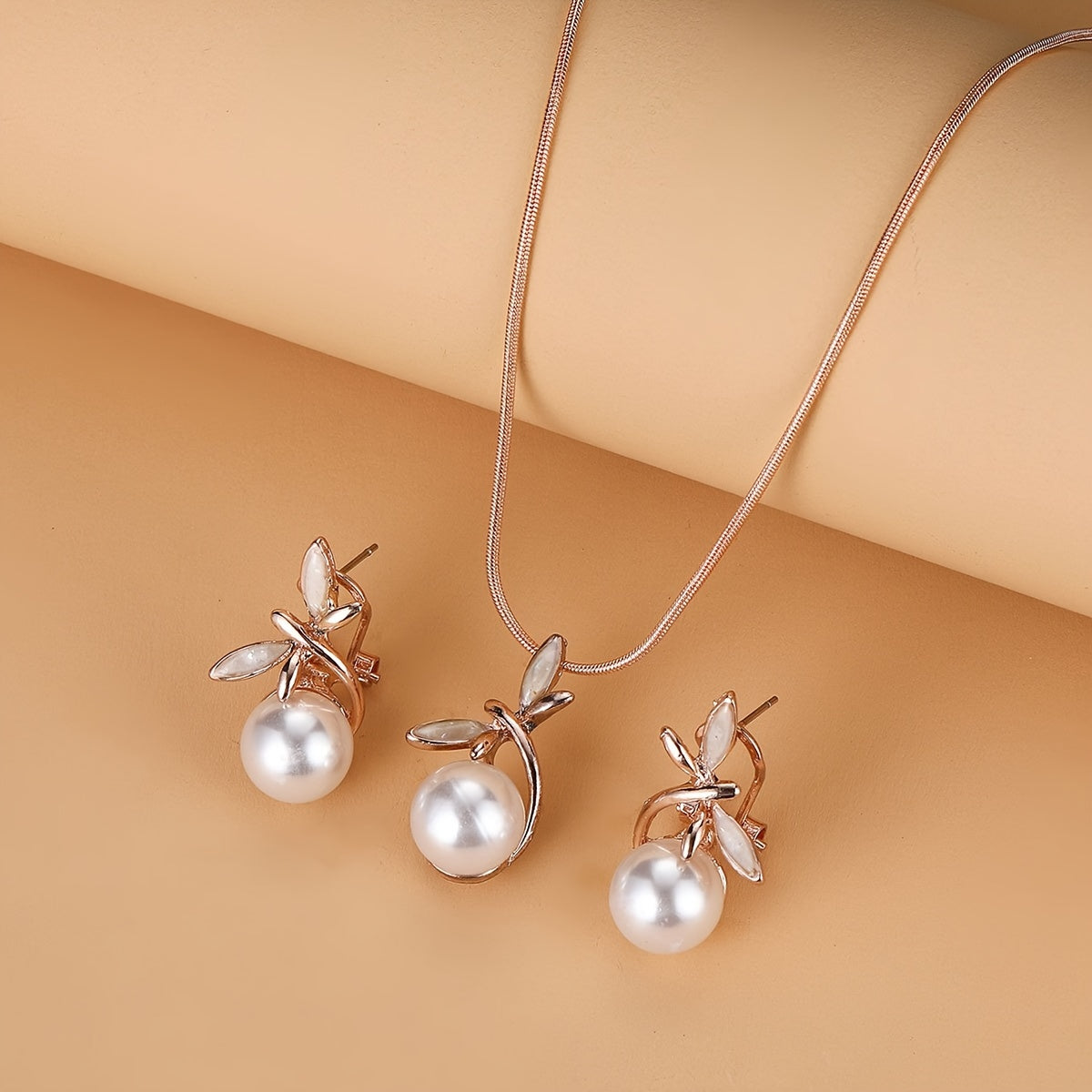 Conjunto de joias de liga elegante vintage, colar com pingente de pérola de imitação de libélula e brincos, acessórios de moda unissexo, para celebrações, aniversários, Dia dos Namorados e Dia da Mãe