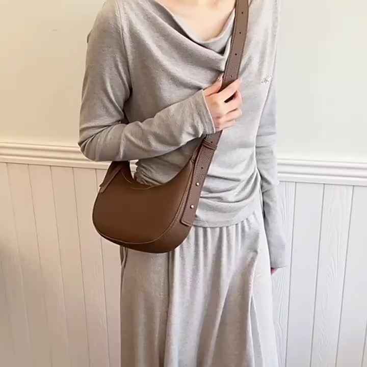 Mala transversal em forma de meia-lua elegante para mulheres - Carteira multifuncional para o ombro com mala meia-lua e alça ajustável, couro sintético, mala de ombro moderna para todos os dias