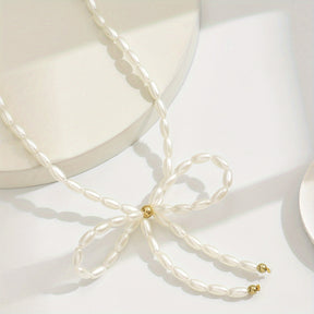 Colar Encantador com Laço de Design Único, Corrente Artesanal Cortada ao Tamanho com Número Ajustável de Contas