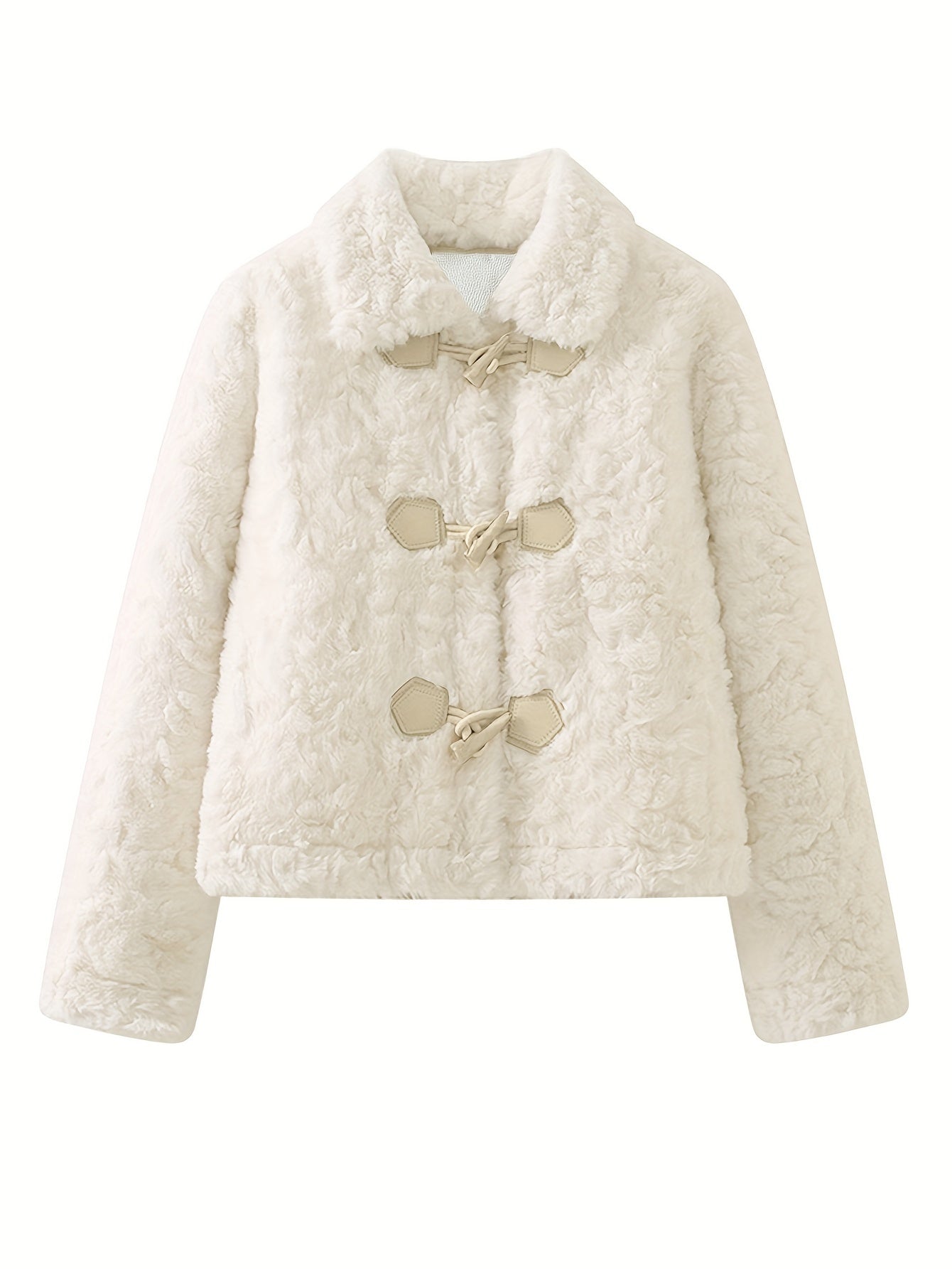 Casaco de Inverno Feminino com Botões de Lapela e Forro Térmico Espesso