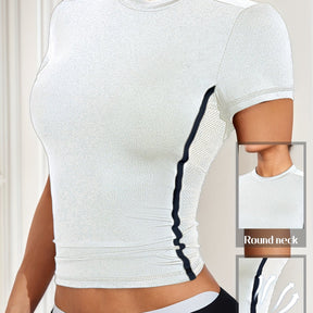 Elegant Mesh Yoga T-Shirt - Slim Fit & Breathable