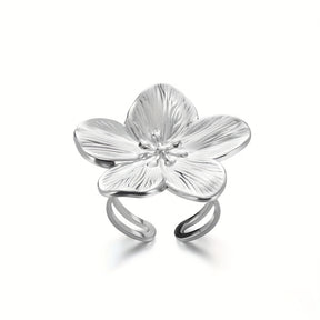 Um anel de flor aberto clássico e elegante, perfeito para uso diário e como presente para feriados e o ano novo.