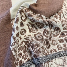 Lenço Elegante de Estampa Leopardo para Mulheres - Bege/Marrom/Preto, Tecido Macio Não Elástico, Longo e Aconchegante para Inverno, Escritório ou Festas - Acessório Chique para Clima Frio, Jacquard Premium, Estilo Moderno, Ideal para Eventos
