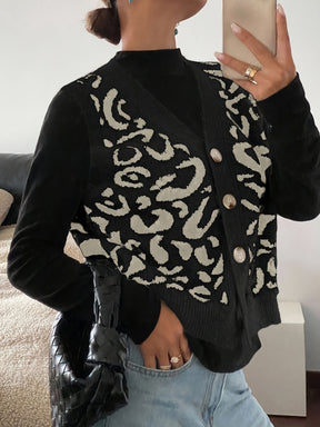 Novo Colete Feminino Elegante com Decote em V e Botões Abertos sem Mangas Estampa de Leopardo - Tamanho Único