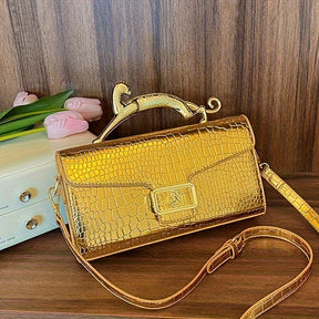 Mini Tote Bag Feminina 2025 Nova Concha - Elegante Mala com Padrão de Concha e Ferragens em Tom Dourado, Fecho de Zíper e Alça Removível, Ferragens em Tom Dourado, Material PU Durável para Uso Diário e Eventos Formais, Acessório de Moda Versátil, Design Elegante, bolsas, bolsa transversal mulher, bolsa mulher, malas para mulheres, bolsa, bolsa mulher elegante