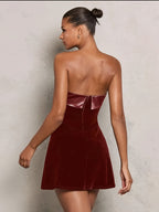 Vestido Babydoll: Camisola de Veludo Elegante e  com Cintura Ajustada para Festa à Noite para Mulheres