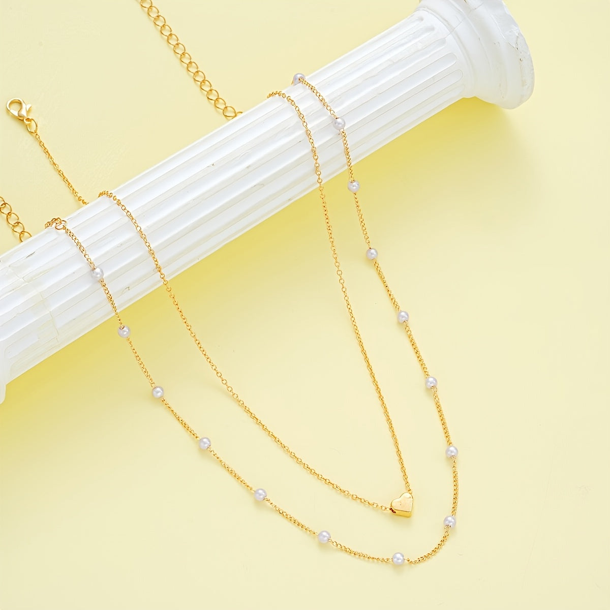 3 peças de conjunto elegante e minimalista de colar e pulseira com pérolas imitação em camadas duplas, joias femininas para uso diário, festa, banquete ou casamento, presente ideal para aniversário ou Dia dos Namorados