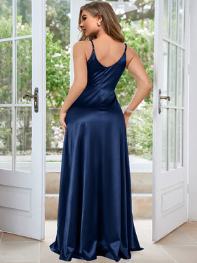 Vestido camiseiro Plus Size com decote em V, com fenda lateral, elegante e sem costas, em cor sólida até ao chão, para festas e banquetes, roupa de tamanho grande para mulheres, ocasião de casamento, festa de noivado e cerimónia