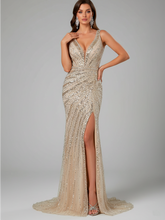 Glamorous V-Neck Mermaid Evening Gown