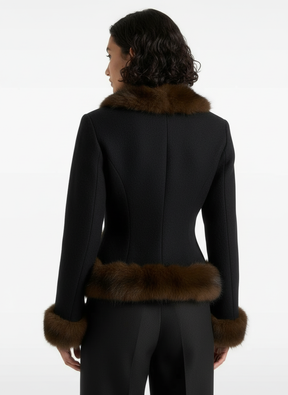 Elegant Faux Fur V-Neck Jacket