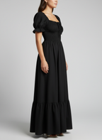 Elegant Bubble Sleeve Bow Dress