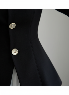 Elegant Waist-Tightening Jacket with Golden Accents