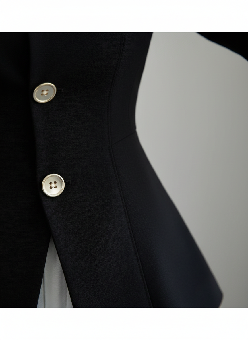 Elegant Waist-Tightening Jacket with Golden Accents