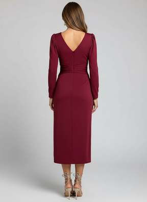 Elegant V-Neck Bodycon Dress with High Split