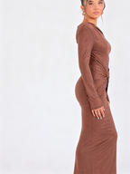 Sophisticated Backless Dress  Brown