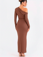 Sophisticated Backless Dress  Brown
