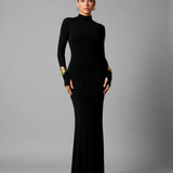 Elegant Black Long-Sleeve Dress - Timeless Sophistication