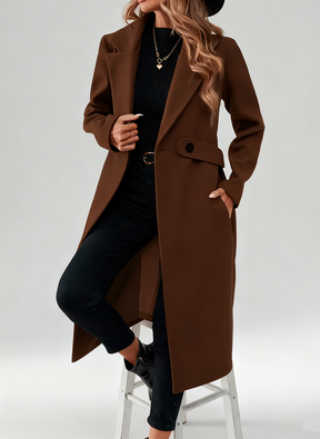 Timeless Elegance: Black Tweed Long Coat with Adjustable Belt