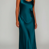 Elegant V-Neck Maxi Dress with High Waist and Side Slit