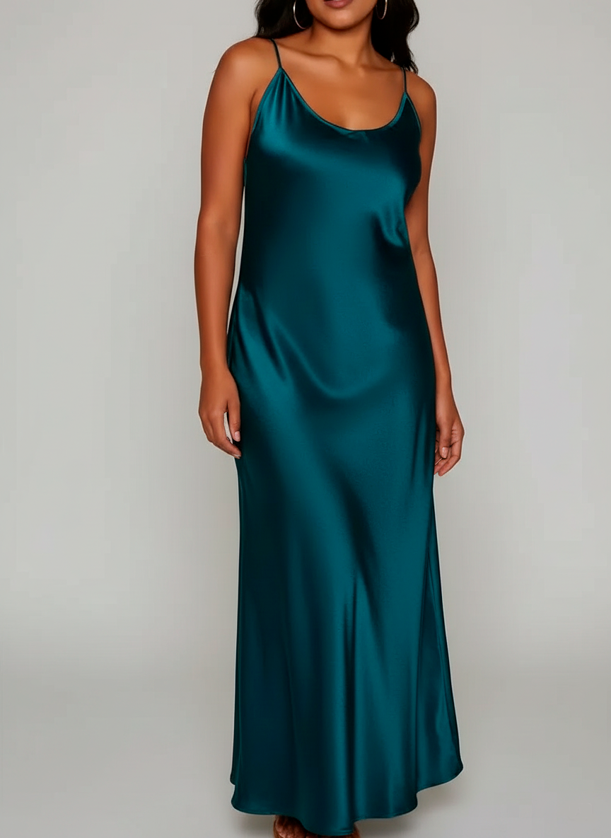 Elegant V-Neck Maxi Dress with High Waist and Side Slit