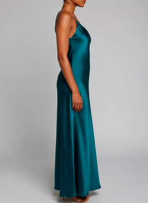 Elegant V-Neck Maxi Dress with High Waist and Side Slit
