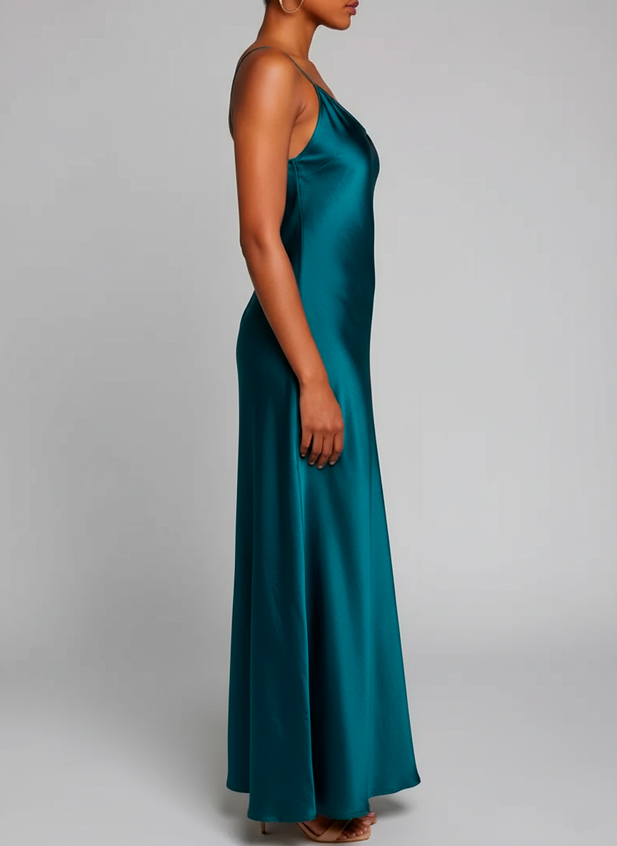 Elegant V-Neck Maxi Dress with High Waist and Side Slit